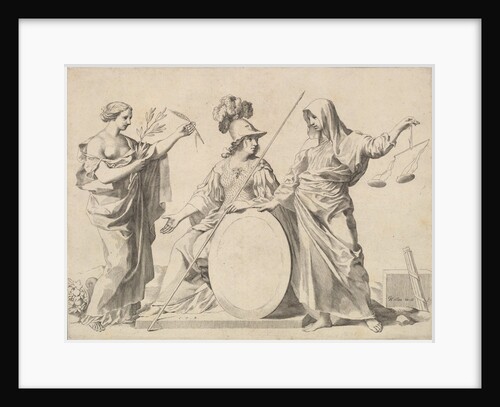 Minerva Flanked by Peace and Justice by Claude Mellan