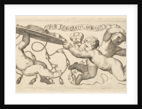 Headband: Two Infants with a Cardinal's Hat, a Third with a Banderole by Claude Mellan