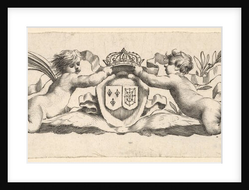 Headband: Two Infants with the Arms of France and Navarre by Claude Mellan