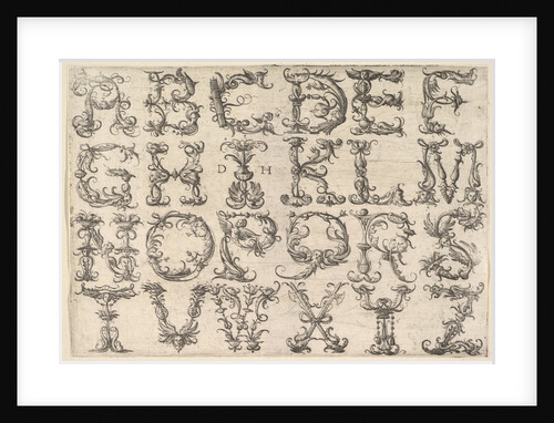 Ornamented Roman Majuscule Alphabet, ca. 1520 by Daniel Hopfer