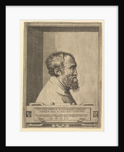 Portrait of Michelangelo in profile facing right set within a recess, 1545 by Unknown