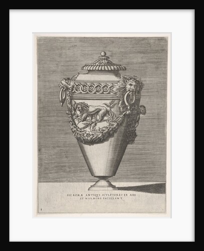 Antique Lidded Urn Decorated with a Motif of Diamond Rings and Lions, from Vases …, 1543 or after by Enea Vico