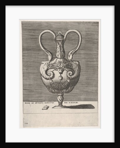 Antique Lidded Vase with Two Handles emerging from the Heads of Hybrid Female Sph…, 1543 or after by Enea Vico