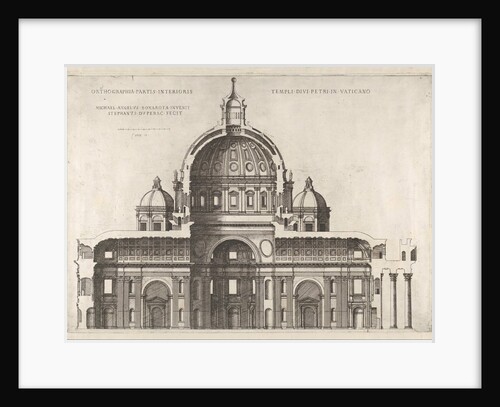 Speculum Romanae Magnificentiae: Longitudinal Section Showing the Interior of Sai…, 1551, 1558-61 by Etienne Duperac