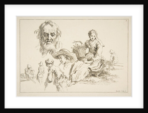 Sheet of Sketches, ca. 1735 by Francois Boucher