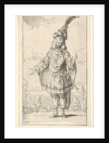 Habit d'Ixion: a man wearing a tonnelet with a sword in the belt, a turban with one la…, ca. 1721 by Francois Joullain
