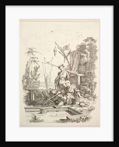 A Chinese Man and Woman Fishing by a Fishpond, 18th century by Gabriel Huquier