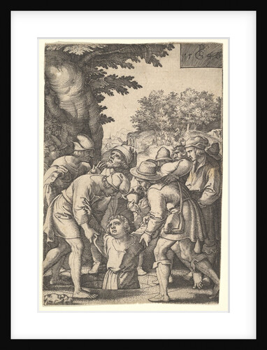 Joseph lowered into a well by his brothers, from the series 'The Story of Joseph', 1546 by Georg Pencz