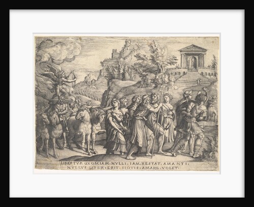 Triumph of Love: four horses draw a carriage with Cupid standing upon a smoking platfo…, ca. 1539 by Georg Pencz