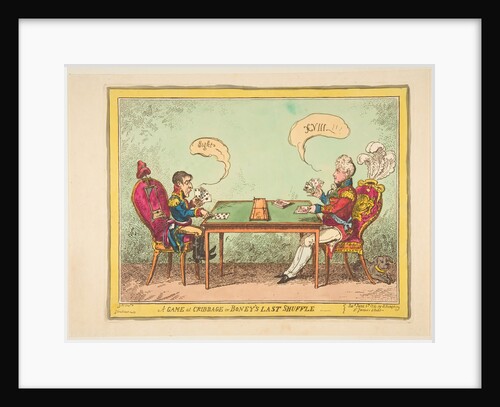 A Game of Cribbage or Boney's Last Shuffle, June 6, 1814 by George Cruikshank