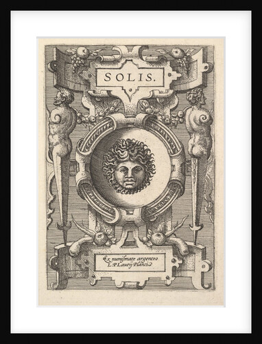 Bust of Sol surrounded by strapwork, from the series 'Deorum dearumque,' a set of images o…, 1573 by Gerard van Groeningen/Johannes van Doetecum I/Lucas van Doetecum