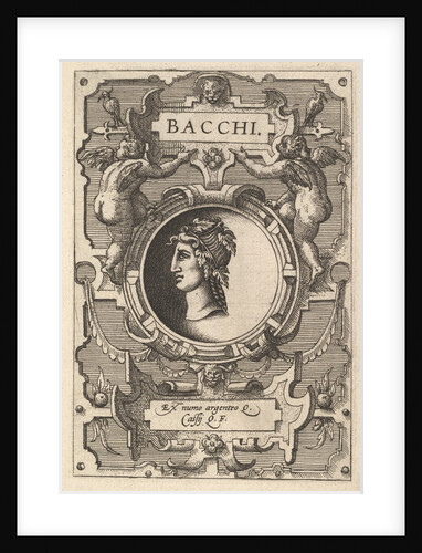 Bust of Bacchus surrounded by strapwork, from the series' Deorum dearumque,' a set of imag…, 1573 by Gerard van Groeningen/Johannes van Doetecum I/Lucas van Doetecum