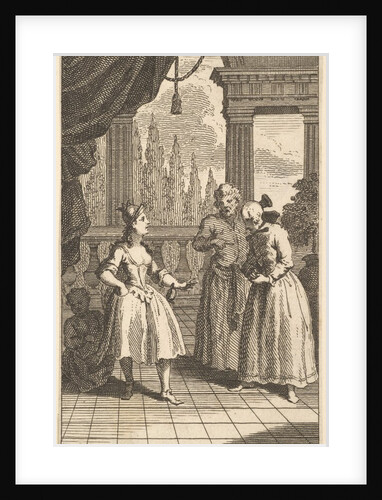 Gulliver Presented to the Queen of Babilary, Frontispiece to 'The Travels of Mr. …, February 1730 by Gerard Vandergucht