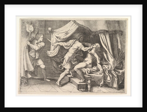 Tarquin attacking Lucretia, a servant at left witnessing the scene, ca. 1540 by Giorgio Ghisi