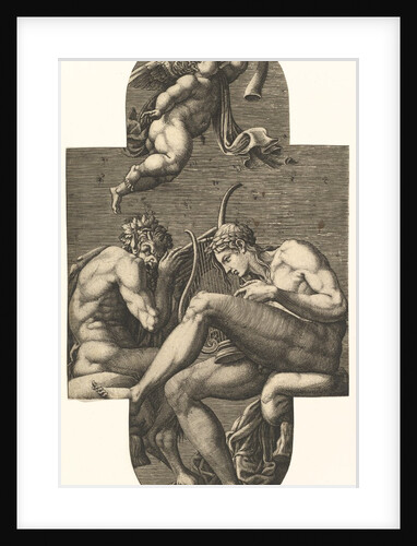 Apollo, Pan, and a putto blowing a horn, from a series of eight compositions after France…, 1560s by Giorgio Ghisi