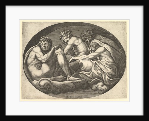 Hercules, Bacchus, Pan, and Saturn, from a series of eight compositions after Francesco P…, 1560s by Giorgio Ghisi