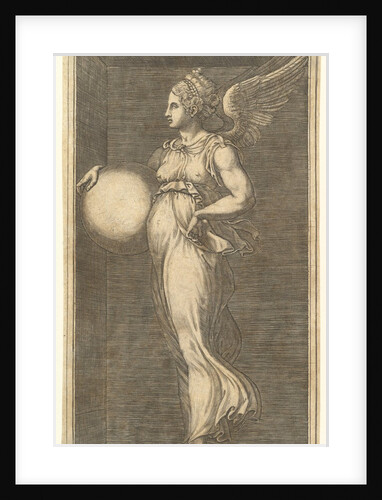 Female Winged Allegorical Figure Holding a Sphere, 1558/1559 by Giorgio Ghisi