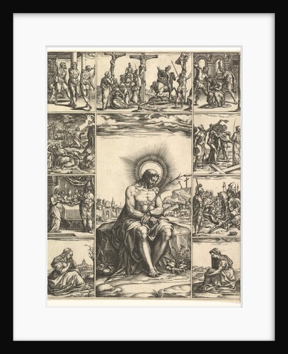 The Man of Sorrows; an image of Christ surrounded by nine vignettes depicting scenes of…, by 1575 by Giorgio Ghisi