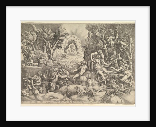 The Death of Procris; Cephalus mournig the death of Procris on the right surrounded by…, ca. 1540 by Giorgio Ghisi