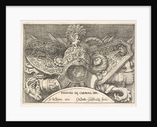 Plate 3: trophies of Roman arms from decorations above the windows on the second floor of …, 1656 by Giovanni Battista Galestruzzi