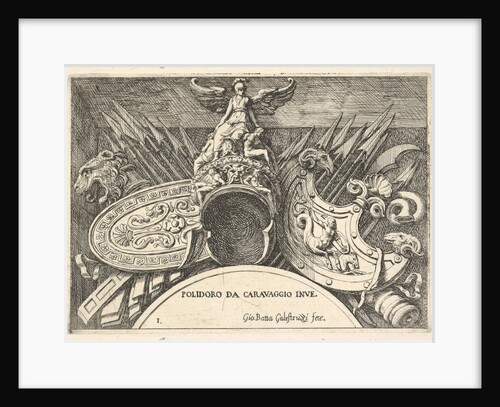 Plate 1: trophies of Roman arms from decorations above the windows on the second floor …, 1656-58 by Giovanni Battista Galestruzzi