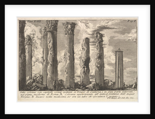 Seven columns of the Temple of Juturna with Corinthian capitals . . by Giovanni Battista Piranesi