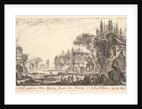 Plate 19: Part of the ancient Appian Way about three miles outside Porta S. Sebastiano…, ca. 1748 by Giovanni Battista Piranesi