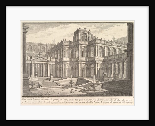 Ancient Roman forum surrounded by porticoes, with loggias, some of which communicate w…, ca. 1750 by Giovanni Battista Piranesi