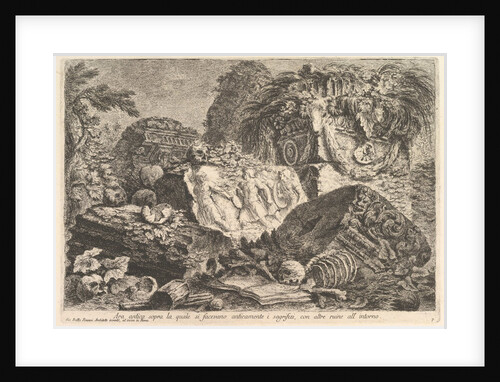 Ancient Altar on which sacrifices were performed in antiquity, surrounded by other rui…, ca. 1750 by Giovanni Battista Piranesi