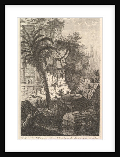 Remains of ancient buldings among which stands the sepulchral urn of Marcus Agrippa ma…, ca. 1750 by Giovanni Battista Piranesi