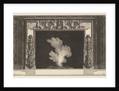 Chimneypiece: Affronted griffons on the lintel and candelabra on the jamb by Giovanni Battista Piranesi