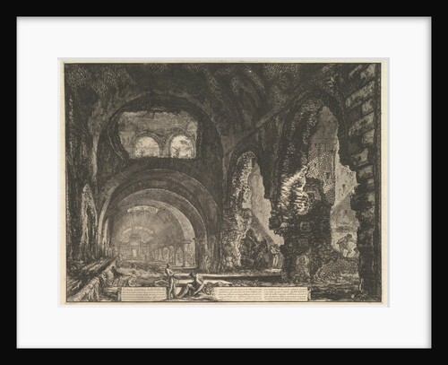 The so-called Villa of Maecenas at Tivoli. Interior with two figures in the opening of…, ca. 1764 by Giovanni Battista Piranesi