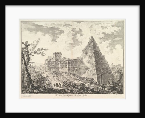 The Pyramid of Caius Cestius, with the Porta S. Paolo and adjoining roa by Giovanni Battista Piranesi