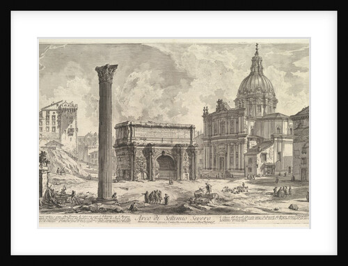 The Arch of Septimius Severus, with the Church of S. Martina on the righ by Giovanni Battista Piranesi