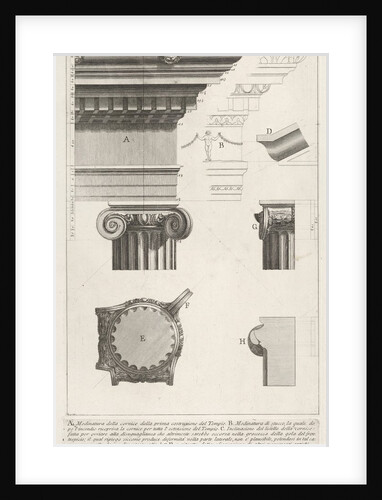 Cornice and column from the Temple of Fortuna Virilis, from …, 1756 by Giovanni Battista Piranesi