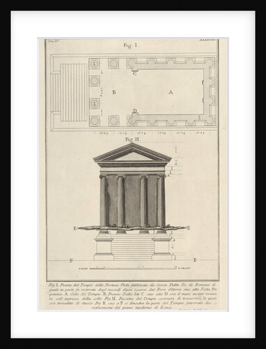 Plan and facade of the Temple of Fortuna Virilis, from the s…, 1756 by Giovanni Battista Piranesi