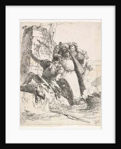 A scene of necromancy: a woman bearing a vessel, a turbaned man, and a soldier look…, ca. 1743-57 by Giovanni Battista Tiepolo