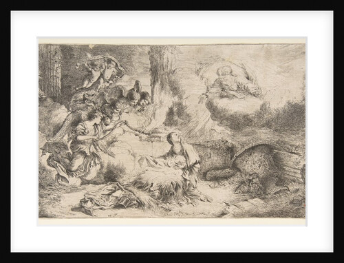 The Virgin and Child, God the father upper right, angels at left, ca. 1647-50 by Giovanni Benedetto Castiglione