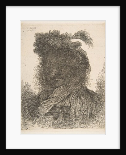 Head of a man in shadow turned slightly to the left, from the series of 'Large Or…, ca. 1645-1650 by Giovanni Benedetto Castiglione