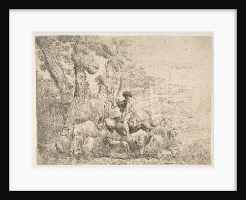 Young herdsman on horseback, 1638 by Giovanni Benedetto Castiglione
