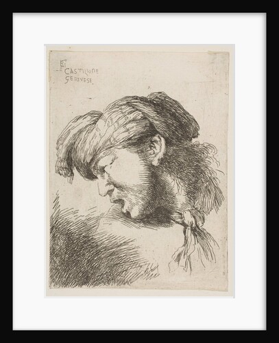 Man wearing a turban, a tie fastened around his neck, facing left, from the series of…, 1645-1650 by Giovanni Benedetto Castiglione