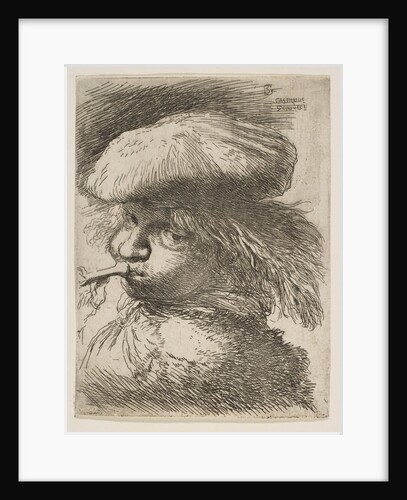 Young man with a trumpet facing left, from the series of 'Small Heads in Oriental…, ca. 1645-1650 by Giovanni Benedetto Castiglione