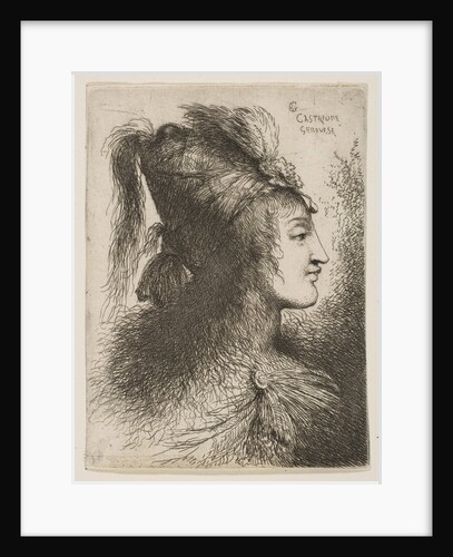 Young man wearing a plumed turban, facing right, from the series of 'Small Heads …, ca. 1645-1650 by Giovanni Benedetto Castiglione