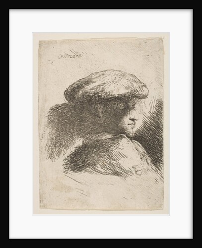 Man in profile facing right, wearing a fur hat, from series of 'Small Heads in Or…, ca. 1645-1650 by Giovanni Benedetto Castiglione