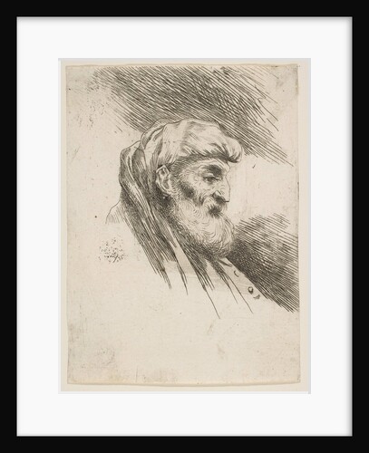Head of an old bearded man facing right, from the series of 'Small Heads in Orien…, ca. 1645-1650 by Giovanni Benedetto Castiglione
