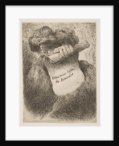 Man holding a scroll in front of his face, from the series of 'Small Heads in Ori…, ca. 1645-1650 by Giovanni Benedetto Castiglione