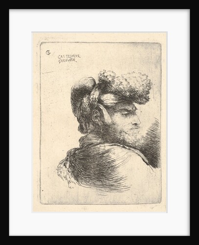 Man in profile facing right, wearing a fur hat, from series of 'Small Heads in Or…, ca. 1645-1650 by Giovanni Benedetto Castiglione