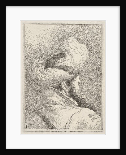 Bearded man wearing a turban, depicted in bust length from behind in three-quarters vi…, ca. 1770 by Giovanni Battista Tiepolo