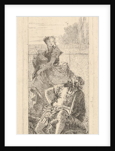 A bearded, seated man looks over his right shoulder toward a child and woman bearin…, ca. 1750-55 by Giovanni Battista Tiepolo