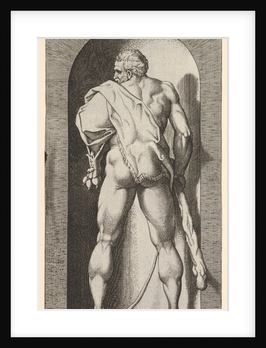 Plate 15: Hercules standing in a niche, wearing a lion skin and holding a club, viewed fro…, 1526 by Giovanni Jacopo Caraglio